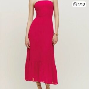 Reformation Strapless Fuchsia Dress
